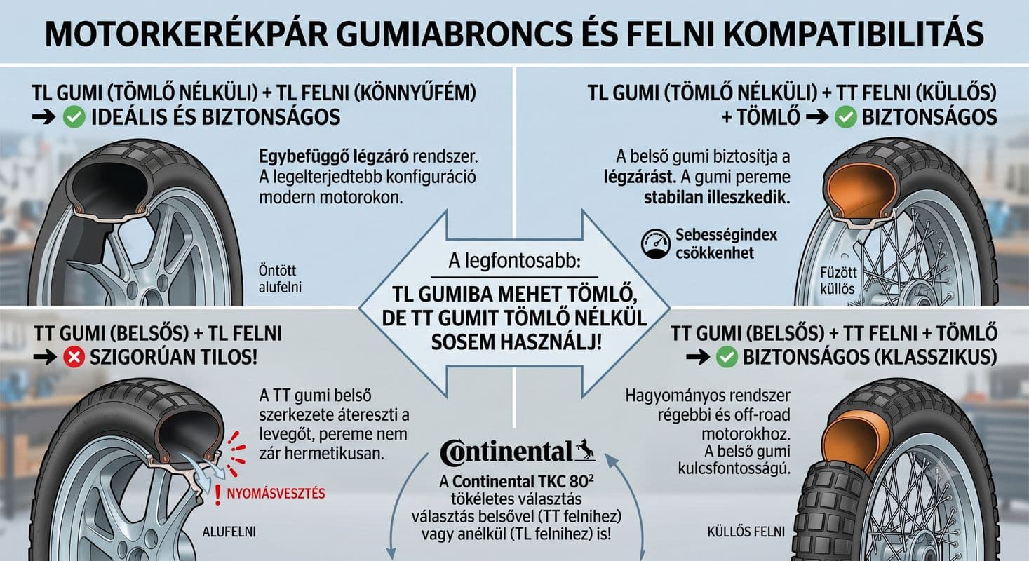 Szabad-e belső gumit tenni a tömlő nélküli (TL) motorgumiba? – Útmutató a felni- és abroncskompatibilitáshoz